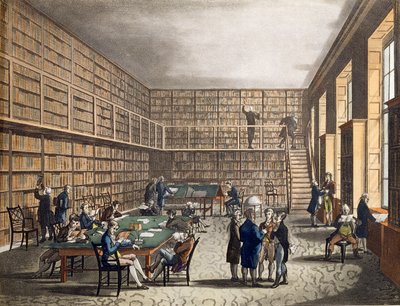 Die Bibliothek der Royal Institution, Albemarle Street, graviert von Joseph Constantine Stadler, 1809 von Pugin and Rowlandson